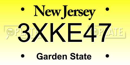 3XKE47 New Jersey License Plate