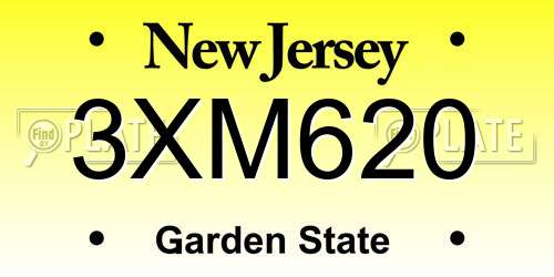3XM620 New Jersey License Plate