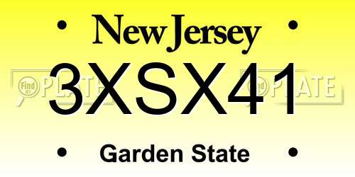 3XSX41 New Jersey License Plate
