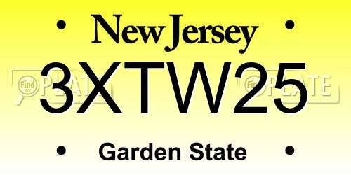 3XTW25 New Jersey License Plate