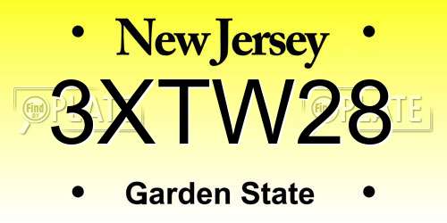 3XTW28 New Jersey License Plate