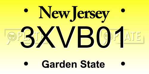 3XVB01 New Jersey License Plate