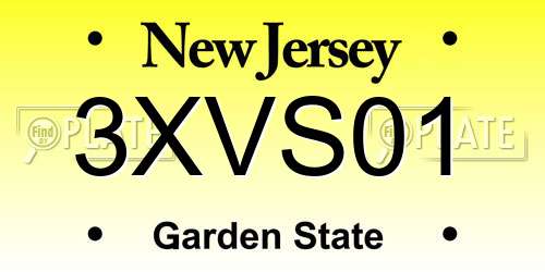 3XVS01 New Jersey License Plate