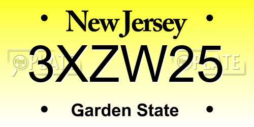 3XZW25 New Jersey License Plate