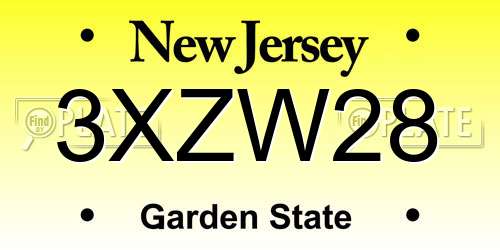 3XZW28 New Jersey License Plate