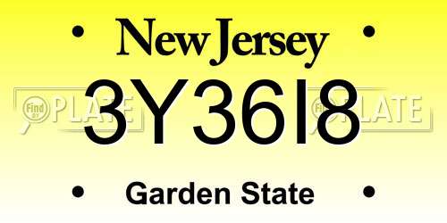 3Y36I8 New Jersey License Plate