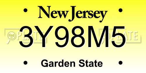 3Y98M5 New Jersey License Plate