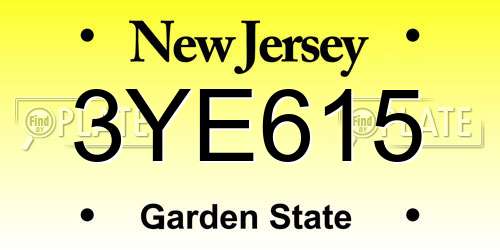 3YE615 New Jersey License Plate