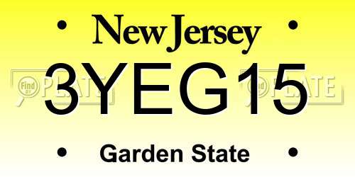 3YEG15 New Jersey License Plate