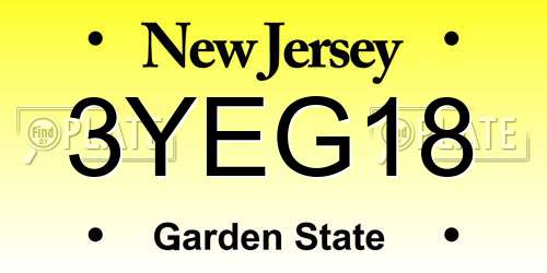 3YEG18 New Jersey License Plate