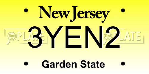 3YEN2 New Jersey License Plate