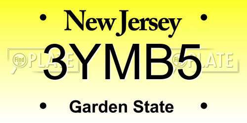 3YMB5 New Jersey License Plate