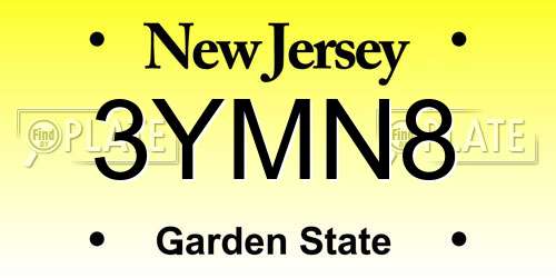 3YMN8 New Jersey License Plate
