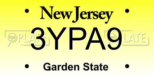 3YPA9 New Jersey License Plate
