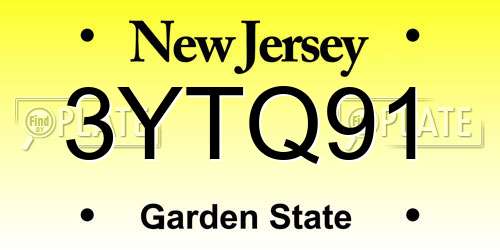 3YTQ91 New Jersey License Plate