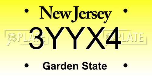 3YYX4 New Jersey License Plate