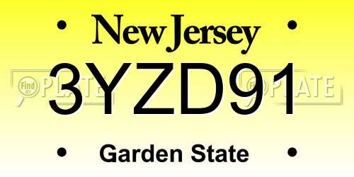 3YZD91 New Jersey License Plate