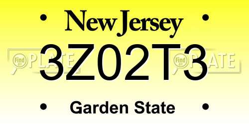 3Z02T3 New Jersey License Plate