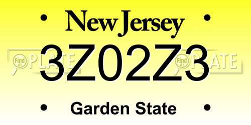 3Z02Z3 New Jersey License Plate