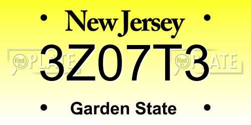 3Z07T3 New Jersey License Plate