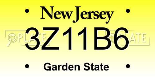 3Z11B6 New Jersey License Plate
