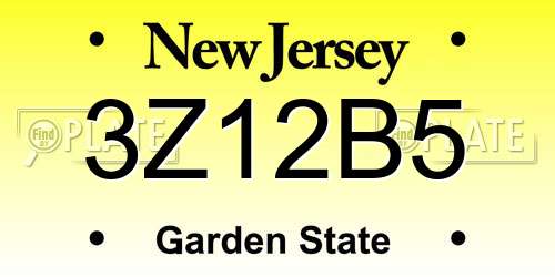 3Z12B5 New Jersey License Plate