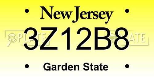 3Z12B8 New Jersey License Plate