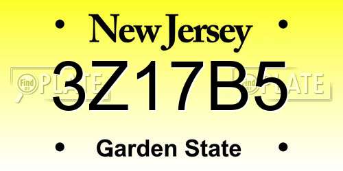 3Z17B5 New Jersey License Plate