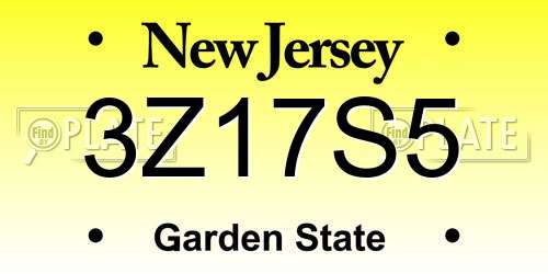3Z17S5 New Jersey License Plate