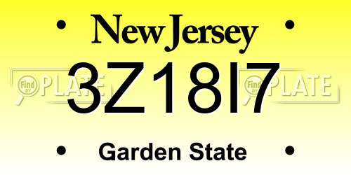 3Z18I7 New Jersey License Plate