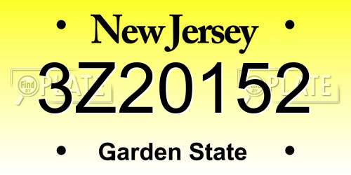 3Z20152 New Jersey License Plate