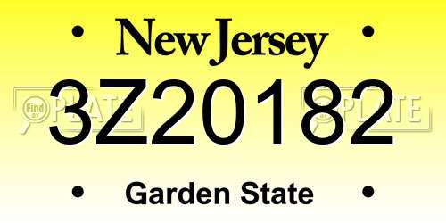 3Z20182 New Jersey License Plate