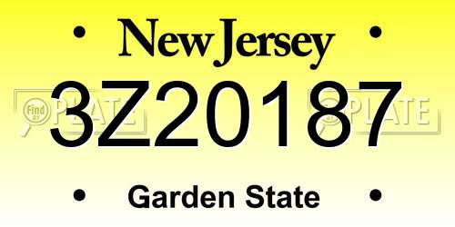 3Z20187 New Jersey License Plate