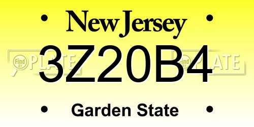 3Z20B4 New Jersey License Plate