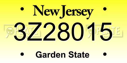 3Z28015 New Jersey License Plate