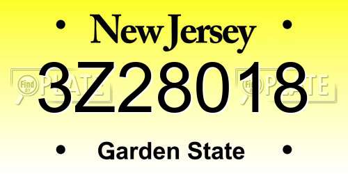 3Z28018 New Jersey License Plate