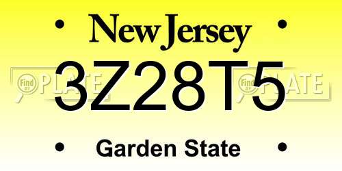 3Z28T5 New Jersey License Plate