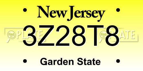 3Z28T8 New Jersey License Plate