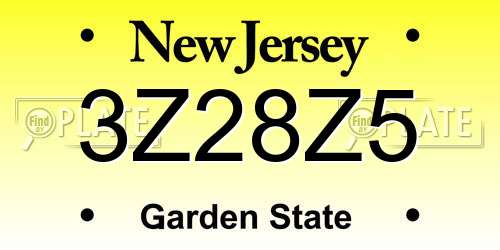3Z28Z5 New Jersey License Plate