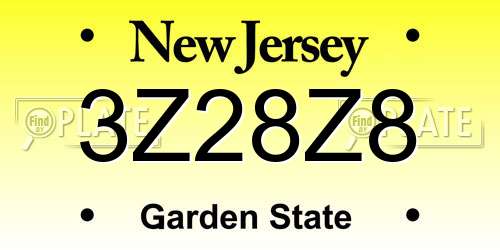3Z28Z8 New Jersey License Plate