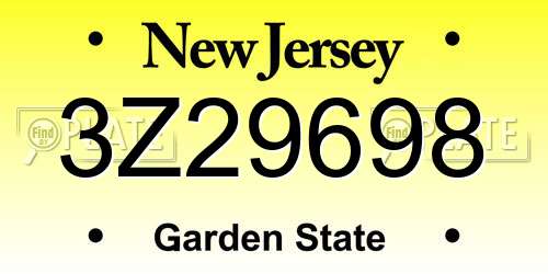 3Z29698 New Jersey License Plate