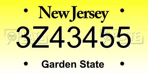 3Z43455 New Jersey License Plate