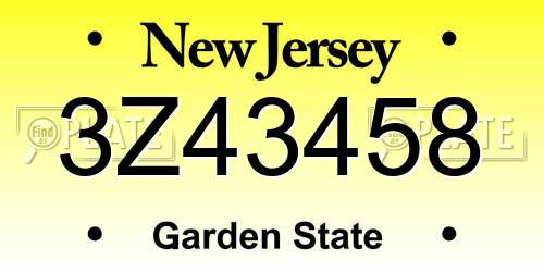 3Z43458 New Jersey License Plate