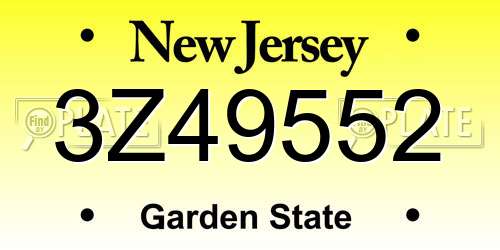 3Z49552 New Jersey License Plate