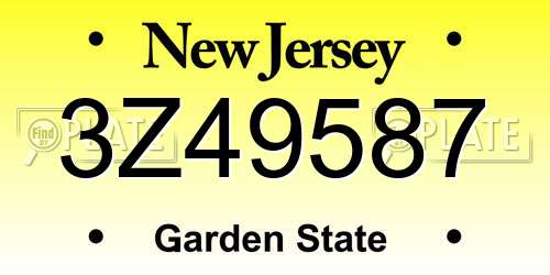 3Z49587 New Jersey License Plate