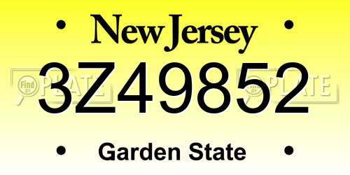3Z49852 New Jersey License Plate