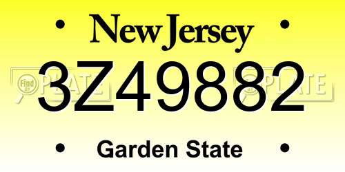 3Z49882 New Jersey License Plate