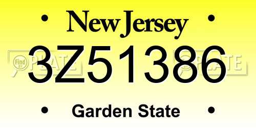 3Z51386 New Jersey License Plate