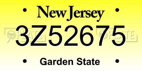 3Z52675 New Jersey License Plate