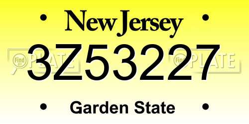 3Z53227 New Jersey License Plate